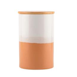 Ємність для сипучих продуктів Vittora VT-8402 Orange White з деревяною кришкою, 15 см