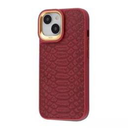 Чохол-накладка Kajsa Snake Pattern iPhone 15 Burgundy