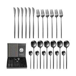 Набір столових приборів YiWu High Quality Polished Cutlery Set 24 Black
