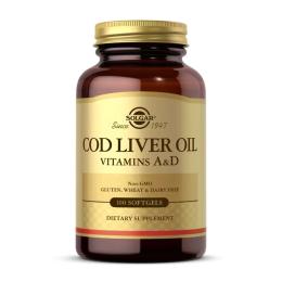 Рибячий жир та омега Solgar Cod Liver Oil Vitamins A&amp;D - 100 softgels (100-26-3403086-20)