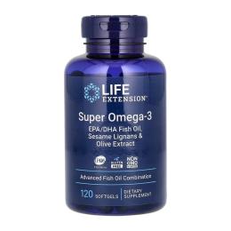 Рибячий жир та омега Life Extension Super Omega-3 EPA/DHA Fish Oil Sesame Lignans &amp; Olive Extract - 120 softgels (2022-10-1936)