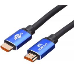 Відео-кабель Atcom HDMI (тато)  -  HDMI (тато) V 2.1, 1 м Black Blue (88801)