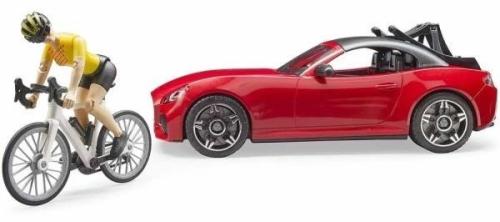 Іграшкова машинка Bruder Автомобіль Roadster з велосипедом та фігуркою 1:16 (03485)