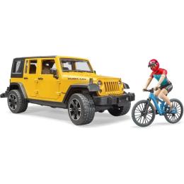 Іграшкова машинка Bruder Джип Jeep Rubicon із фігуркою велосипедиста на спортивному байку 1: 16 (02543)