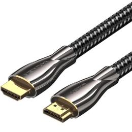 Відео-кабель Vention HDMI (тато)  -  HDMI (тато), 8 м, V2.0, 4K 60Гц, braided Zinc Alloy Black (ALMBK)
