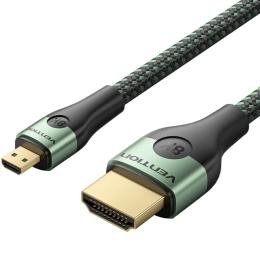 Відео-кабель Vention HDMI (тато)  -  Micro HDMI (тато), 1.0 м, V2.0 8K 60Гц Aluminum Alloy Green (AGKGF)