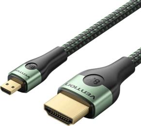 Відео-кабель Vention HDMI (тато)  -  Micro HDMI (тато), 2.1 м, V2.0 8K 60Гц Aluminum Alloy Green (AGKGH)
