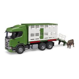 Іграшкова техніка Bruder Автомобіль Scania Super 560R для перевезення тварин з коровою 1: 16 (03548)