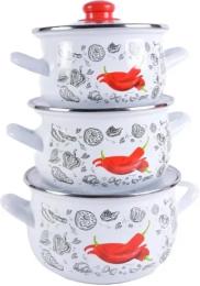 Набір каструль GUSTO Перчинка (GT-T-3-WP) Red White