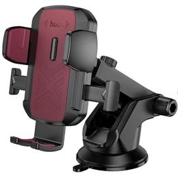 Тримач в авто Hoco H65 Black Red Gamble one-button (center console)