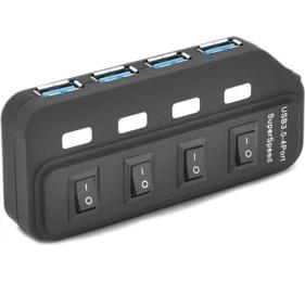 USB концентратор (Hub) 3.0 4 порта з перемикачами Black (08643)