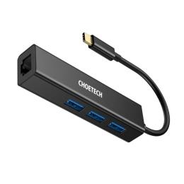 USB-хаб Choetech HubCore 4-in-1 USB-C to RJ45 + 3xUSB 3.0 5Gbps Black (HUB-U02BK)