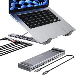 USB-хаб Choetech 11-in-1 USB-C to HDMI+2xUSB-A 3.0+USB-C 3.0+2xUSB-A 2.0+3.5mm+SD/TF+PD 100W Gray (HUB-M92-GY)