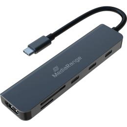 USB-хаб MediaRange USB Type-C 6-in-1 Multiport Hub Silver (MRCS519)