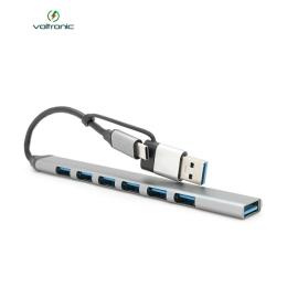 USB-хаб Voltronic YT47916 Type-С на USB 3.0/7 портів + перехідник USB Gray
