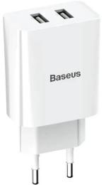 Адаптер живлення для телефона Baseus TC-012 Speed Mini Dual U Charger White