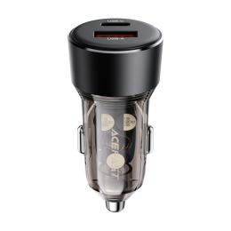 Автомобільний адаптер для телефона Acefast B12 60W USB-A + USB-C dual-port car charger Black (6974316282914)