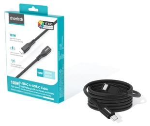 Дата-кабель Choetech PowerSync Charging Cable USB-C to USB-C 100W 1m Black (XCC-1008-BK)