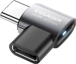 Перехідник Essager Type C Female to Male 7 Shaped USB 4.0 40GBps 240W (EOTG7-YH0G-P)