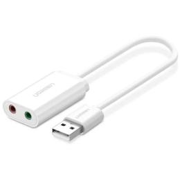 Звукова карта Ugreen US205 ALC4042 15cm White (30143) USB AUX jack, TRRS (Mic + Ear)