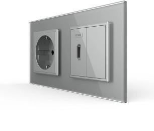 Розетка LIVOLO VL-C7FCTC16A/FCHD/FCMB-4IP Gray