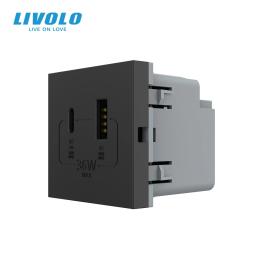 Розетка LIVOLO VL-FCUA18W.UC18W-2BPS24 Black