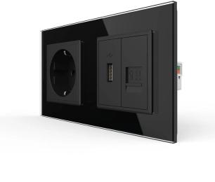 Розетка LIVOLO VL-C7FCTC16A/FCUA/FCCP-4BP Black
