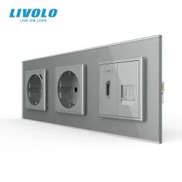 Розетка LIVOLO VL-C7FCTC16A/CTF16A.UC18W/FCHD/FCCP-6IP Gray