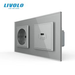 Розетка LIVOLO VL-C7FCTC16A-4IP Gray