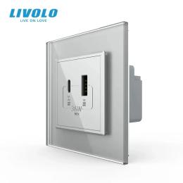 Розетка LIVOLO VL-C7FCUA18W.UC18W-2IS05 Gray