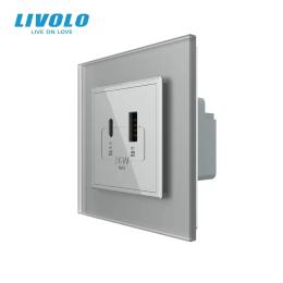 Розетка LIVOLO VL-C7FCUA18W.UC18W-2IS06 Matte Gray