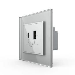 Розетка LIVOLO VL-C7FCUA18W.UC18W-2IP Gray