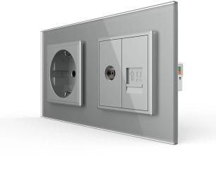 Розетка LIVOLO VL-C7FCTC16A/FCCP/FCTV-4IP Gray