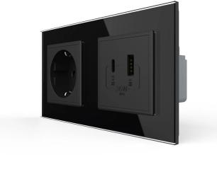Розетка LIVOLO VL-C7FCTC16A/FCUA18W.UC18W-4BP Black