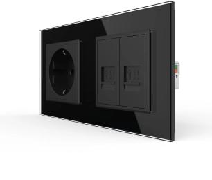 Розетка LIVOLO VL-C7FCTC16A/FCCP/FCCP-4BP Black