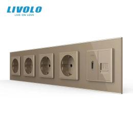 Розетка LIVOLO VL-C7FCTC16A/FCCP/FCTV-10AP Gold