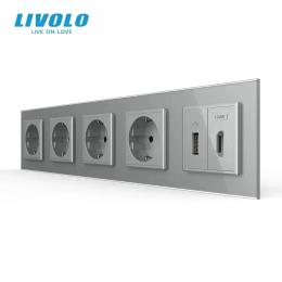 Розетка LIVOLO VL-C7FCTC16A/FCUA/FCHD-10IP Gray