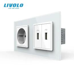 Розетка LIVOLO VL-C7FCTC16A/FCUA/FCUA-4WS05 White