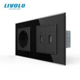 Розетка LIVOLO VL-C7FCTC16A/FCUA/FCUA-4BS05 Black