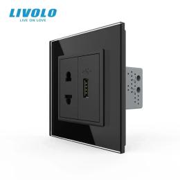 Розетка LIVOLO VL-C7FCUA/FCUA-2BS06 Matte Black