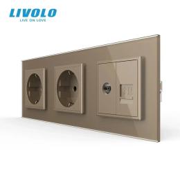 Розетка LIVOLO VL-C7FCTC16A/FCCP/FCMB-6AS06 Gold Matte