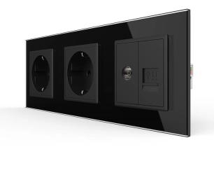 Розетка LIVOLO Силова Інтернет ТБ скло Black (VL-C7FCTC16A/FCCP/FCTV-6BP)