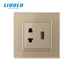 Розетка LIVOLO VL-C7FCT25/FCUA-2AS05 Gold