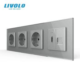 Розетка LIVOLO VL-C7FCTC16A/FCHD/FCCP-8IP Gray
