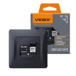 Розетка Videx BINERA CAT6 Black (VF-BNSK1PC6-BG)