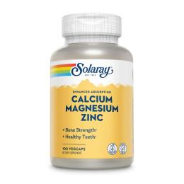 Вітаміни та мінерали Solaray Calcium Magnesium Zinc - 100 vcaps (2023-10-4430)