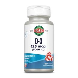 Вітаміни та мінерали KAL D-3 5000 IU 125mcg - 60 chewables (2023-10-2123)