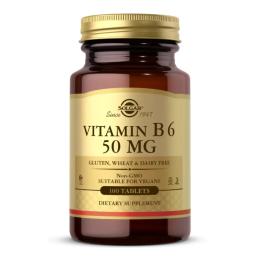 Вітаміни та мінерали Solgar Vitamin B6 50mg - 100 tabs (2022-10-1547)
