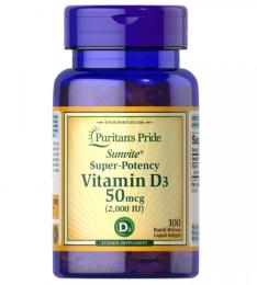 Вітаміни та мінерали Puritans Pride Vitamin D3 50 mcg (2000 IU) (100 softgels) (08840-01)