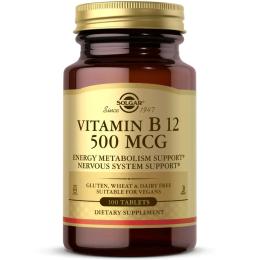 Вітаміни та мінерали Solgar Vitamin B 12 500 mcg (100 tabs) (18115-01)